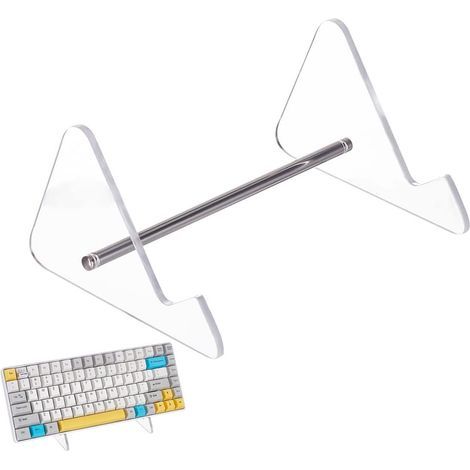 Présentoir de Clavier Support de Clavier Acrylique à 1 Niveau Support Acrylique Transparent Support de Stockage de Clavier Amovible avec Accessoires en Fer de Ton Platine (1/5)
