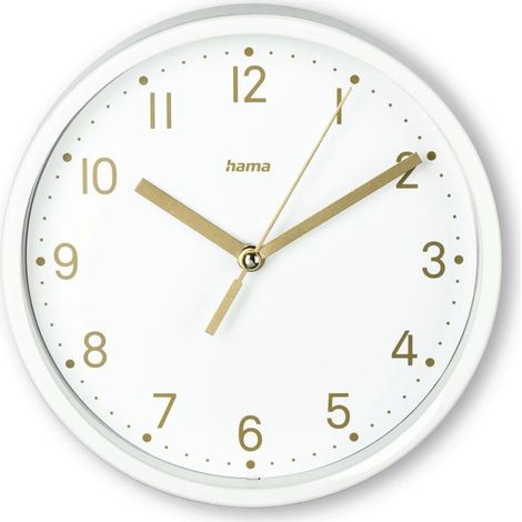 Horloge de Table (Horloge à Poser ou Suspendre, sans tic-tac, Horloge à Quartz silencieuse, Ø 16 cm, Analogique, Aiguilles Heures Minutes et Secondes Dorées, Pile Incluse) Blanc (1/4)
