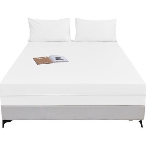 Housse en Maille de Jersey Extensible pour sommier tapissier, enveloppe Les 4 côtés (1/4)