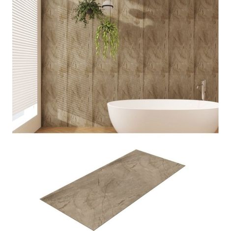 TrAdE Shop Traesio - Pannello Effetto Pietra Beige 900x450 Mm Rivestimento Parete Bagno Moderno - (1/2)
