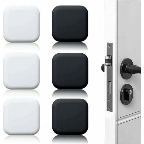 [NEVER USED] Wall Door Stops, Large, Pack of 6, Self-Adhesive Rubber Door Buffer, White/Black, 45 mm x 45 mm, Door Handle Buffer, Wall Buffer for Door Handles Against Door Stops