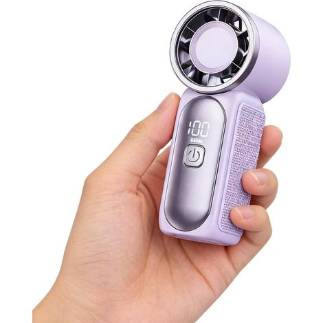 Mini ventilateur portable à main, 6 vitesses, 16 900 tr/min, haute vitesse, essentiel pour l'été, avec écran LED, rechargeable par USB, avec cordon pour maquillage, voyage, extérieur, cadeau pour