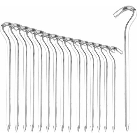 16 Stück 18 cm Zeltheringe, Aluminium-Campingheringe, Zeltzubehör, Zeltpflock für harten Boden – Ideal für Garten, Camping, Angeln und Zelte (1/5)
