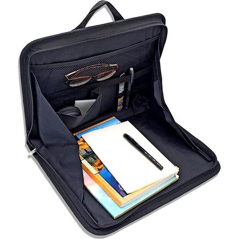 Organisateur de rangement pour siège arrière de voiture - Support pour ordinateur portable - pour siège arrière de voiture - Plateau repas - Table de travail - Couleur : noir (1/5)