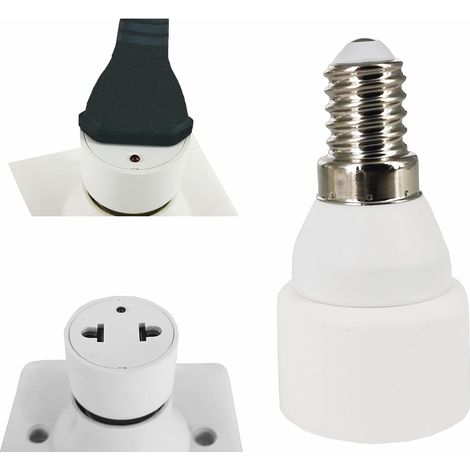 Adaptateur Douille E14 vers Prise AC - Convertisseur Douille Ampoule E14 en Prise Électrique 220V, Blanc, Certifié CE/RoHS 2 pièces (1/5)
