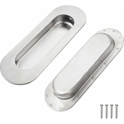 Enowelir Poignée De Porte Coulissante Encastrée 2 Pièces Poignée Coquille Porte Coulissante Encastré Tirez Poignée Poignée Encastrable Inox Durable Avec 4 Vispour Porte Armoire Placard Tiroir (1/4)