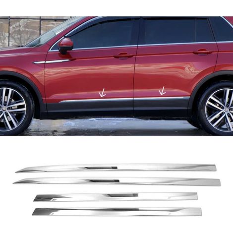 OMAC Garniture Baguette de Porte latérale pour VW Tiguan mk2 2016-2020 Pre-FL chromé INOX 4Pcs