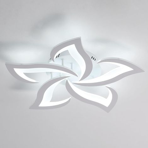 COMELY Plafoniera a LED, 60W 6750LM, plafoniera moderna a petalo per soggiorno, camera da letto, cucina, sala da pranzo, bianco freddo 6500K, diametro 60 cm [classe energetica E]
