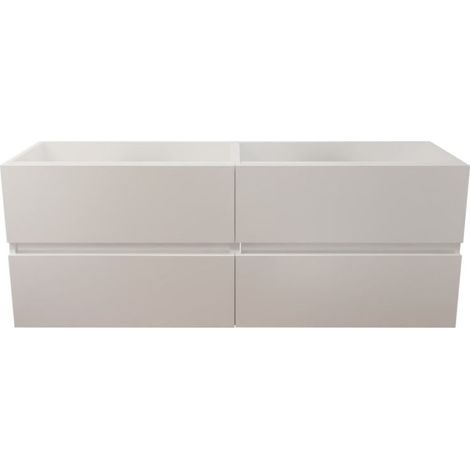Caisson de salle de bain ROSALY INOX - 140 cm- Blanc- Plan vasque en (1/5)