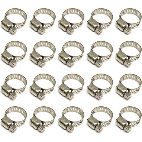 20 Pièces Collier De Serrage Tuyau, Collier De Serrage Tuyau Réglable 8-12mm, 304 Collier De Serrage Inox, Collier Serrage Métallique, Pour Tuyau, Home Gaz, Famille Tuyau D'eau, Câble, Robinet (1/5)