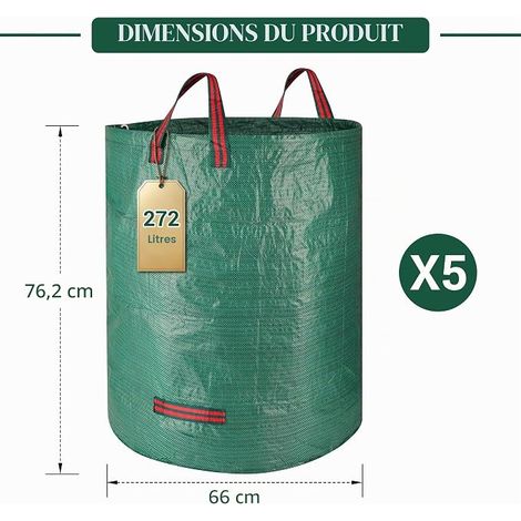 Garden Waste Green Sack, Large Foldable Garden Waste Bag - Polypropylene Fabric Leaf Bag for Grass, Leaves, Hedge (1/4)