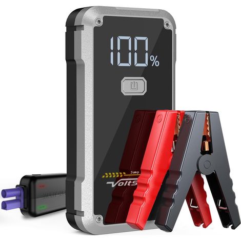 Démarreur de Batterie de Voiture 5000A - Démarreur Portable pour Moteurs Essence 7.0L ou Diesel 5.5L - Pinces de Batterie Incluses - Charge Rapide USB (1/5)