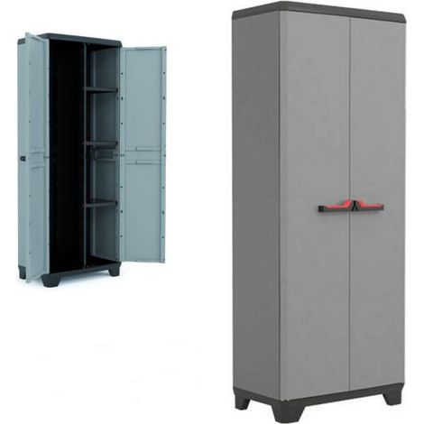 Mobile Armadio Portascope in Resina Stilo Grigio e Nero 173 x 68 x 39 cm