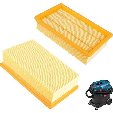 Lot de 2 filtres plats plissés pour aspirateurs Bosch GAS 35 L AFC, GAS 35 M AFC, GAS 55 M AFC et Kärcher NT25/1 Ap (1/5)