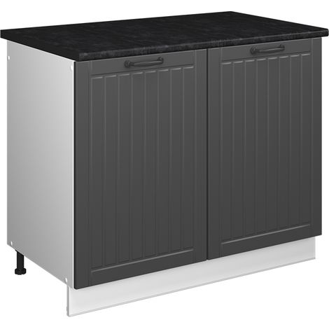 Spülenunterschrank Fame-Line, Dunkelgrau/Weiß, 100 cm, AP Anthrazit, Vicco (1/5)
