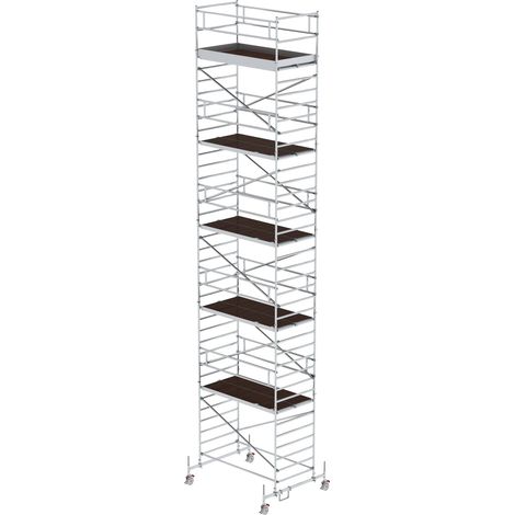 Günzburger Steigtechnik Echafaudage roulant 1,35 x 2,45 m avec embase roulante & double plate-forme Hauteur de plate-forme 10,45 m - 174036