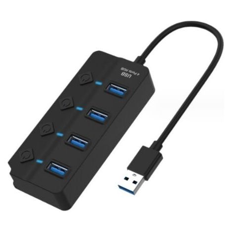 Schwarzer 4-Port-USB-3.0-Hub (1 Stück), 4 USB-3.0-Adapter (5 Gbit/s) mit individuellen Betriebsanzeigen, kompatibel mit MacBook, iMac und Notebook-PC (1/4)