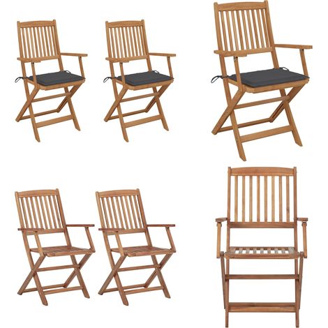 Klappbare Gartenstühle 2 Stk. mit Kissen Massivholz Akazie - Gartensaßsessel - Klappstuhl - Gartenmöbel - Holztisch - Outdoor Möbel - Home & Living