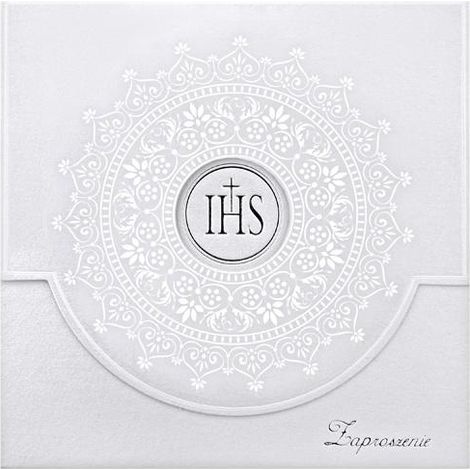 Kommunioneinladungen mit Ornament, weiß (1 Packung / 10 Stück)