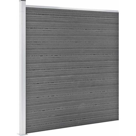 Maison Exclusive - Plotová sada WPC 4 čtvercové + 1 šikmý díl 792 x 186 cm šedá (1/5)