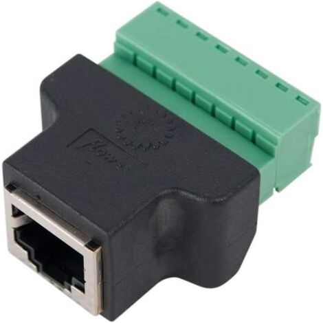 Connecteur RJ45 femelle vers bornier à vis 8 broches Cat7 Cat6 Cat5 Cat5e Câble d'extension Ethernet Adaptateur CCTV DVR numérique Adaptateur réseau Coupleur en ligne (Noir) (1/4)