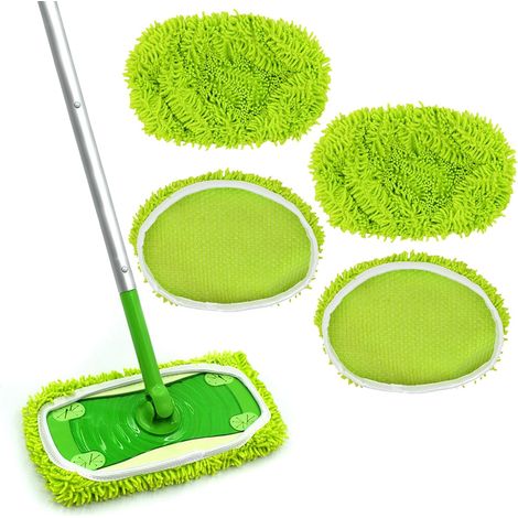 30 Stück für Swiffer Sweeper Mop, Grüne Waschbare Mikrofaser Bodentücher, 25,4 x 11,5 cm, Feucht- und Trockenwischbezüge, Wiederverwendbar, Ideal für Hartböden und Holzböden (1/5)