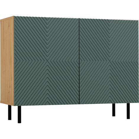 CAMI - 2-door glamour sideboard - 100x40x78 cm - 4 storage niches - Slatted fronts (1/5)