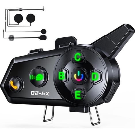Motorrad-Intercom-Set, Bluetooth-Motorradhelm-Dual-Chip-Audio-Multitasking-Kommunikationssystem, 1000M Kommunikationssystem für 1-6 Fahrer, IPX6 wasserdicht, kompatibel mit allen Helmen (1/5)