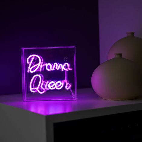 WD LifeStyle Insegna Neon con Cornice in Plexiglass 18 x 18 Cm Decoro Drama Queer (1/2)