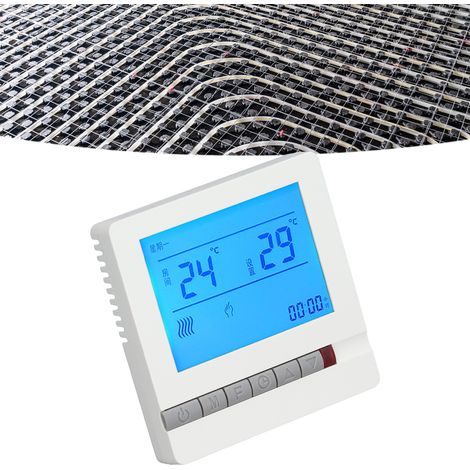 Termostato para calefacción por suelo radiante y control de temperatura con pantalla LCD, modelo 8805H, detección NTC precisa y protección contra sobrecalentamiento. (1/5)