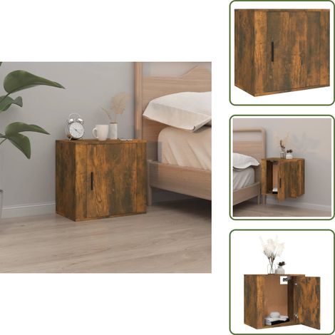 Wand-Nachttisch Räuchereiche 50x30x47 cm - Wandregal - Holznachtttisch - Wohnzimmerdeko - Schlafzimmereinrichtung - Regal (1/5)