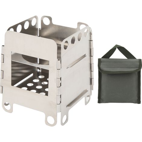Poêle à bois portable en acier inoxydable, réchaud de camping ultra-léger, modèle pliable mini poche pour randonnée et trekking, petit équipement de survie. (1/5)