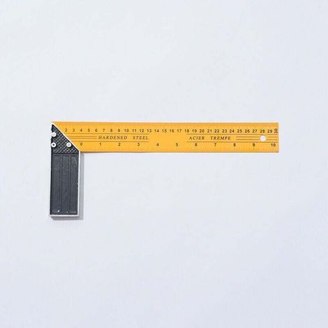 Equerre de menuiserie 250 mm, socle en aluminium, outil de mesure de longueur, jaune