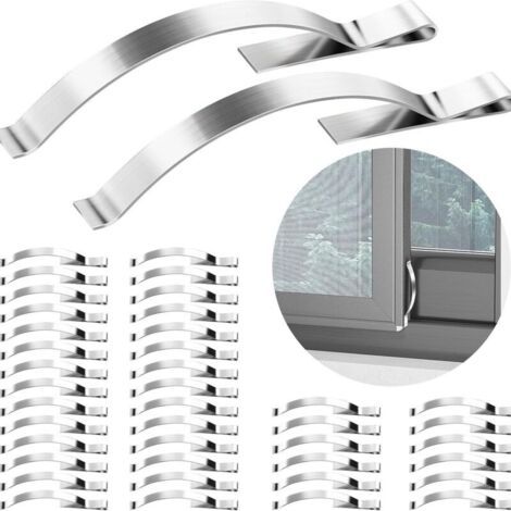 BUNTHAUS Lntyq Lot de 60 clips de fenêtre plats en acier inoxydable pour éviter les tremblements de fenêtre