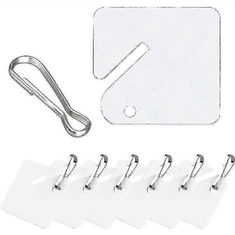100 étiquettes porte-clés blanches en plastique avec mousquetons métalliques, pour armoires à clés à fentes. (1/5)