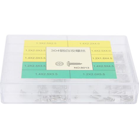 10 tailles vis autoforeuses en acier inoxydable tête cruciforme micro vis de taraudage pour réparation de verres de montres (1/5)