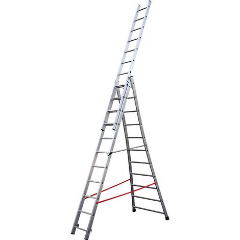 Echelle transformable base évasée 3 plans 3x11 échelons 6,5m/7,3m en alu Hailo Premium (1/5)