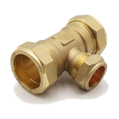 PrimaPlus Reduced Tee 42mm Brass Compression Fitting - WRAS Approved (1/2)