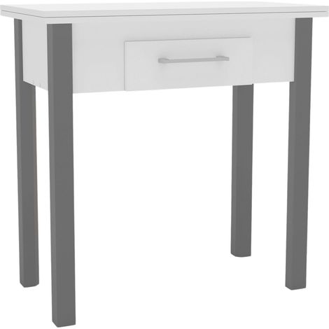 Table de cuisine extensible Sendai en blanc et gris, disponible en différentes tailles (1/5)