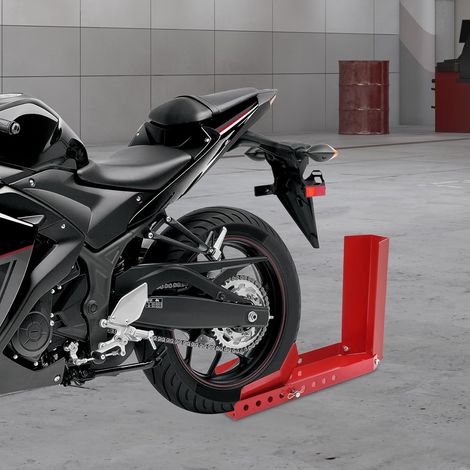 Motorrad Montageständer, Motorradwippe bis Tragfähigkeit 500kg, Motorrad Ständer Geeignet, für 8-24 Zoll Reifen, 60 x 16 x 40cm (Rot) (1/5)