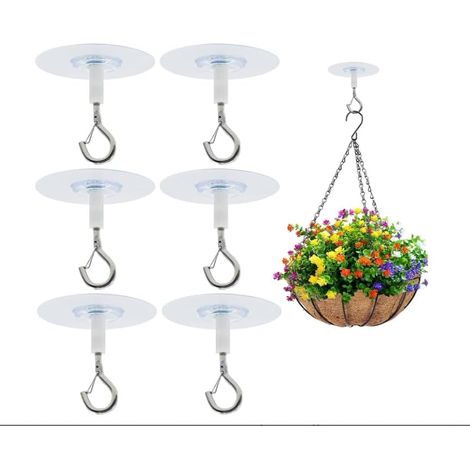 Lot de 8 Crochets de Plafond adhésifs, crochets adhésifs de plafond, pour suspendre des plantes, pour mangeoires à oiseaux, lanternes, carillons éoliens, jardinières, crochets de décoration extérieure