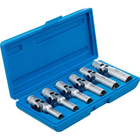 BGS Universal Glühkerzen-Gelenkschlüssel-Satz 2990 Sechskant Antrieb Innenvierkant 10 mm (3/8 Zoll) SW 8 - 16 mm 6 teilig
