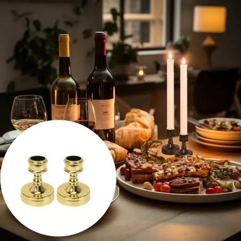 Beyamis Bougeoirs vintage simples, lot de 2, dorés