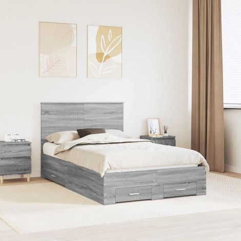 Cadre de lit-Structure de lit Gris Sonoma 120 x 200 cm Bois d'ingénierie 291137 (1/5)