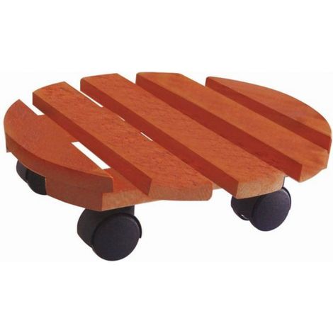 Chariot à plantes - bois - rond - 30 cm - jusqu'à 30 kg - multi-rouleaux pour plantes d'intérieur (1/2)