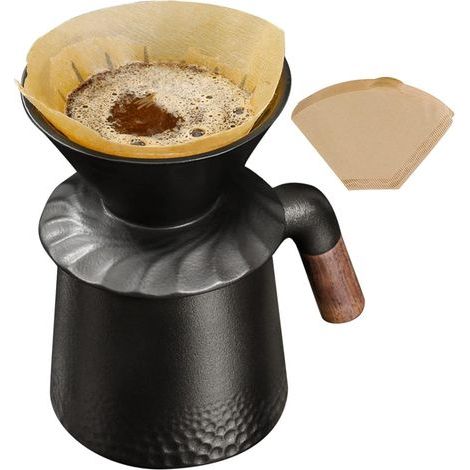Filterkaffeemaschinen-Set mit 60°-V-förmigem Keramikfilterhalter und 40 Kaffeefiltern, manuelle Einzeltassen-Kaffeemaschine, individuelle Filterkaffeemaschine (1/5)