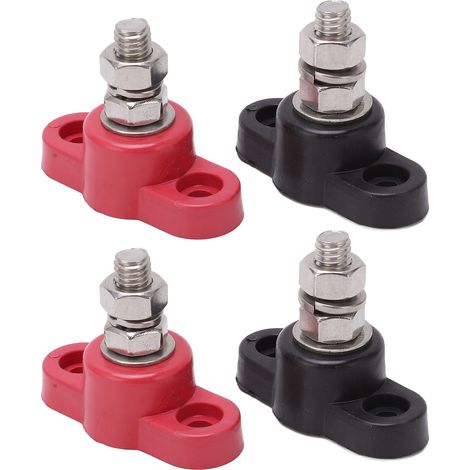 Lot de 4 borniers de batterie 12V/24V, bornes de sécurité rouges et noires. (1/5)