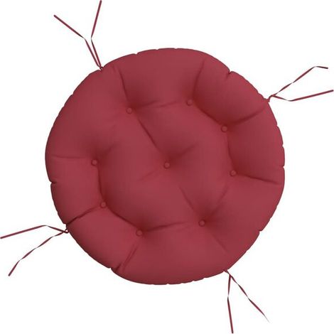 Coussin rond bordeaux, 60 cm de diamètre et 11 cm de hauteur, en tissu Oxford. (1/5)