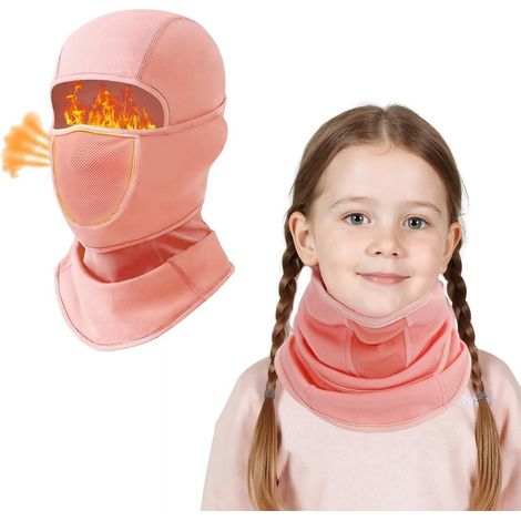 Cagoule enfant hiver thermique respirante multifonction rose 4-10 ans (1/5)