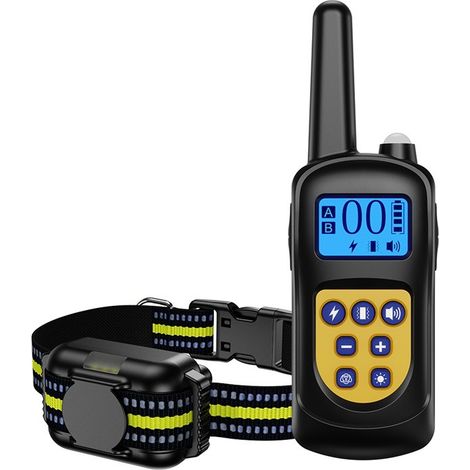 Collier de dressage rechargeable pour chien - collier anti-aboiement - 3 modes choc/vibration/son - portée de la télécommande de 500 mètres, taille ajustable (petits/moyens/grands chiens), indice d'é